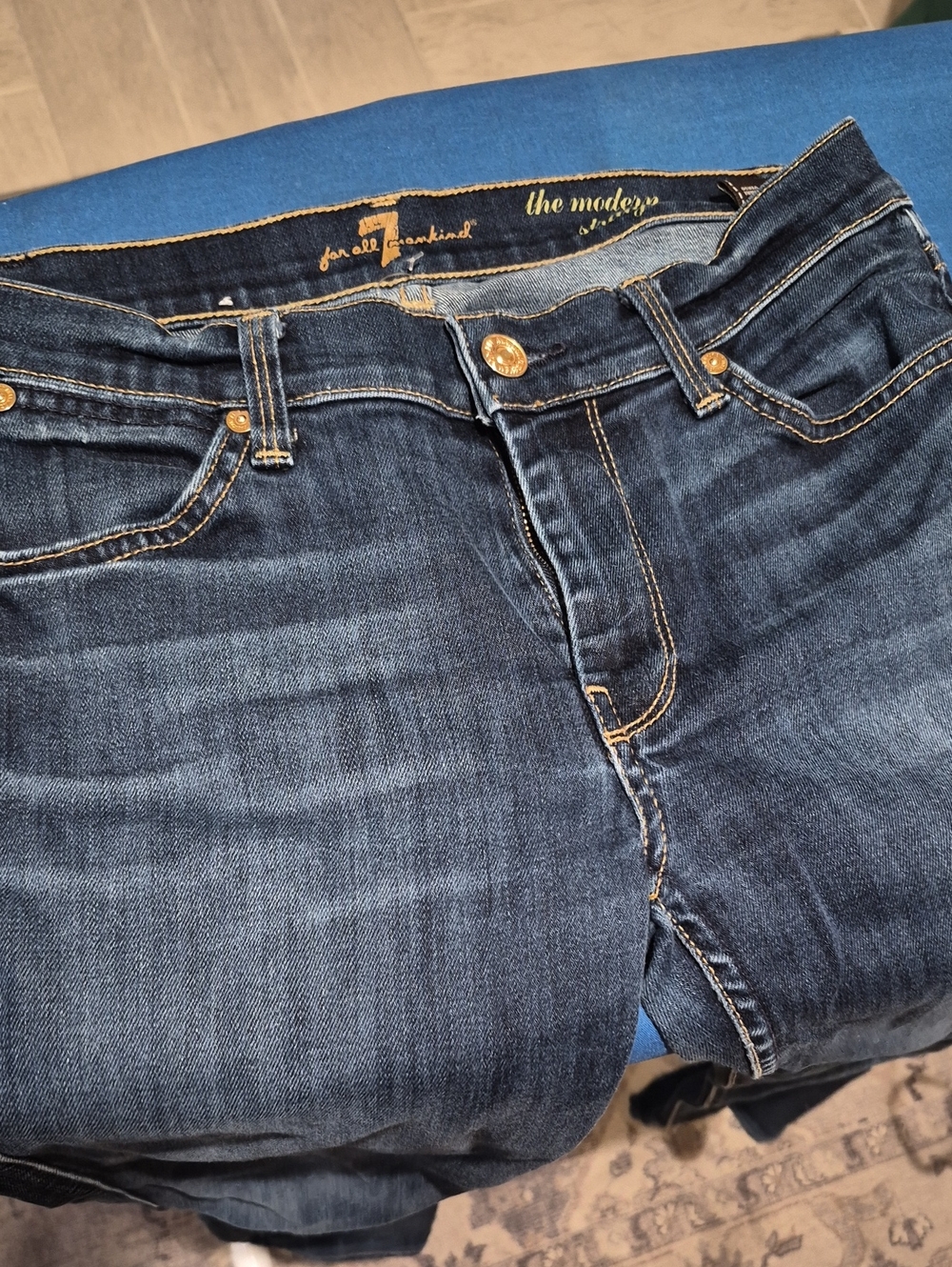 7 For All Mankind Dark Blue Straight Leg Jeans